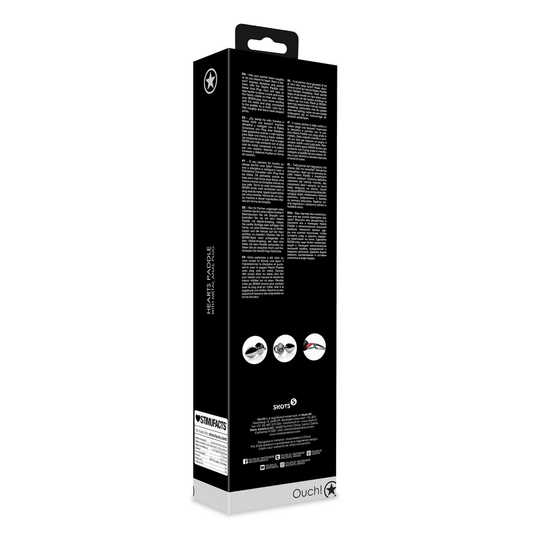 Hearts Paddle with Metal Anal Plug - Black 3