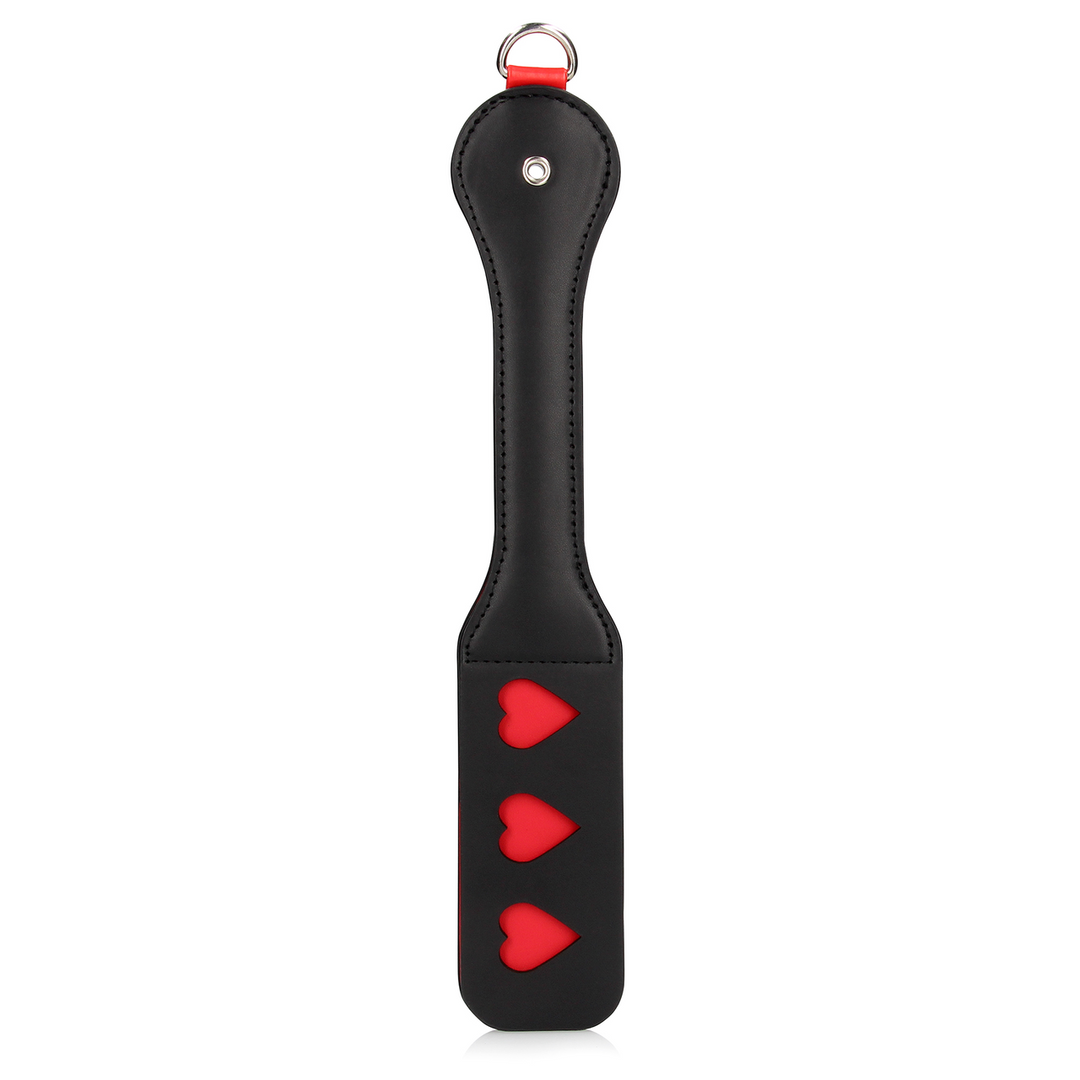 Hearts Paddle with Metal Anal Plug - Black 5