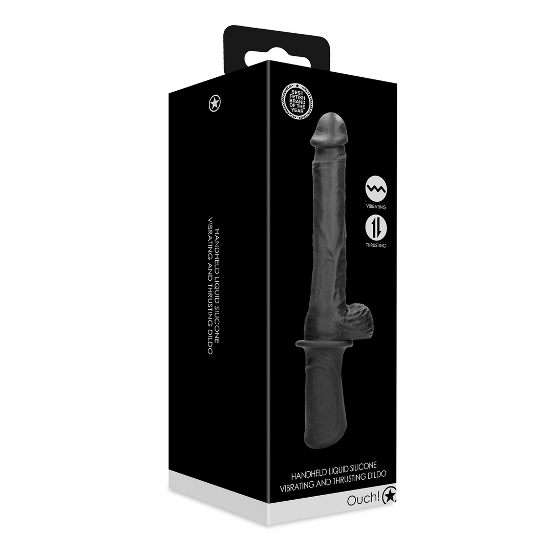 Hand Held Liquid Silicone Vibrating and Thrusting Sex Machine - Black 3