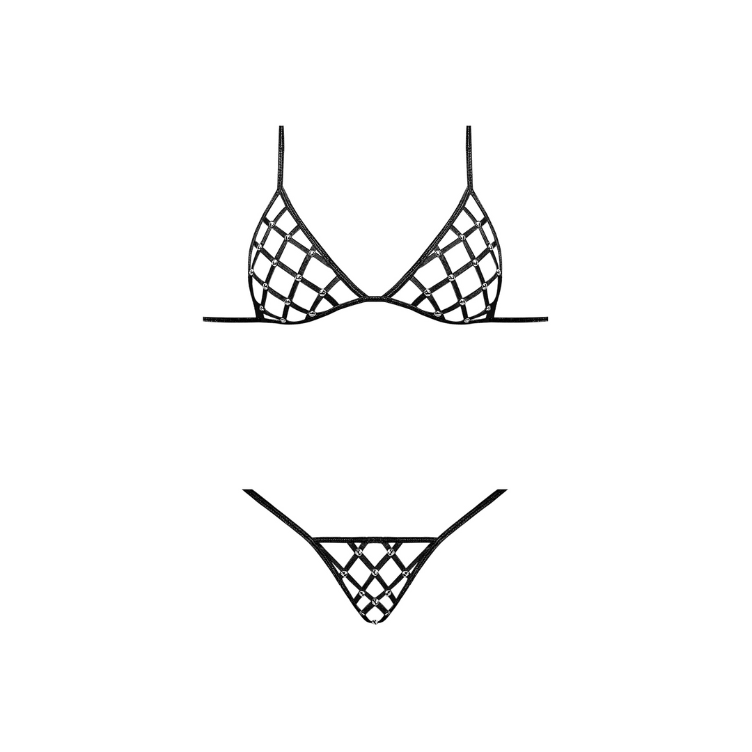 Orthia - Sexy Imitation Net Set with Bra and G-String - 2X 4
