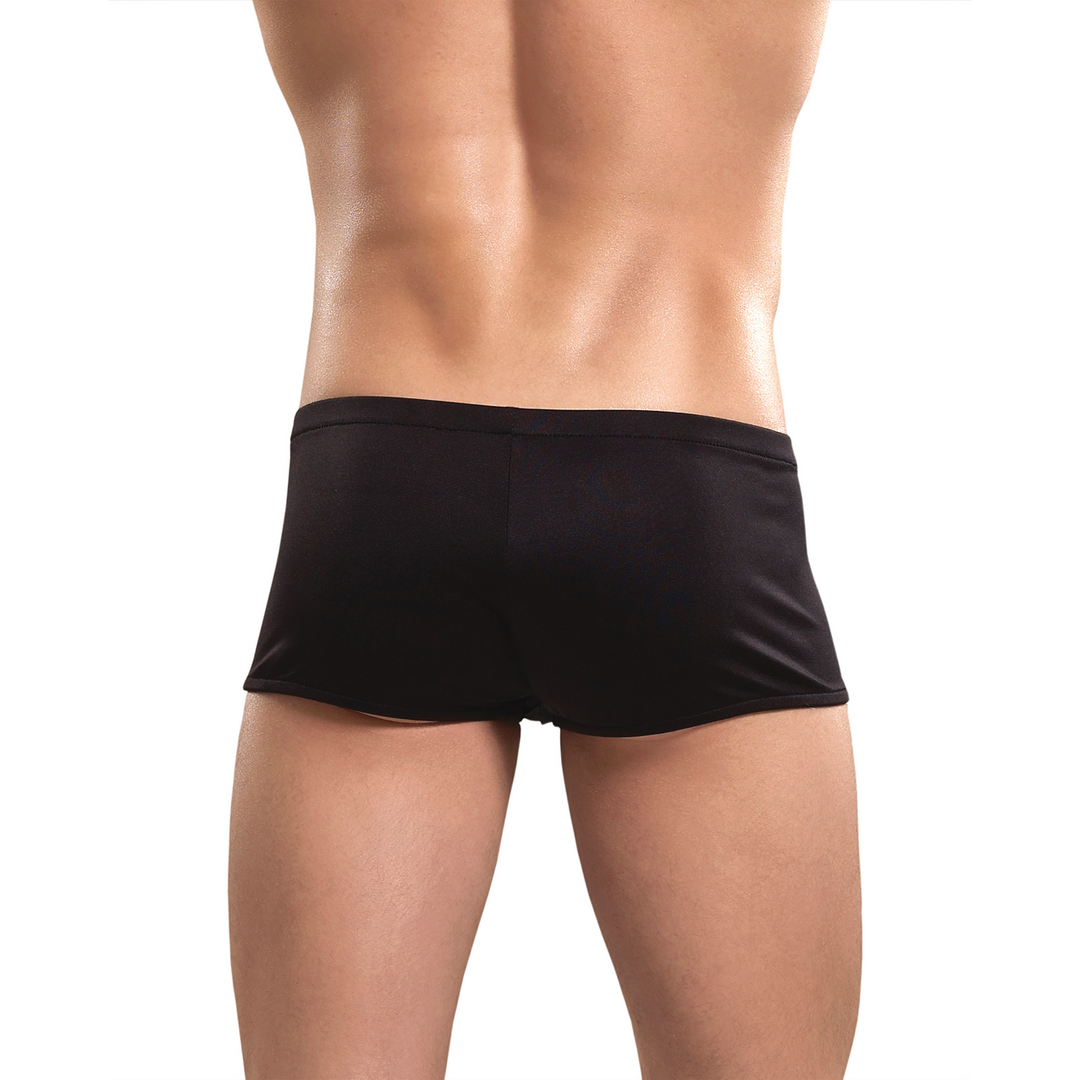 Zipper Short with Red Cockring - S/M - Black 2