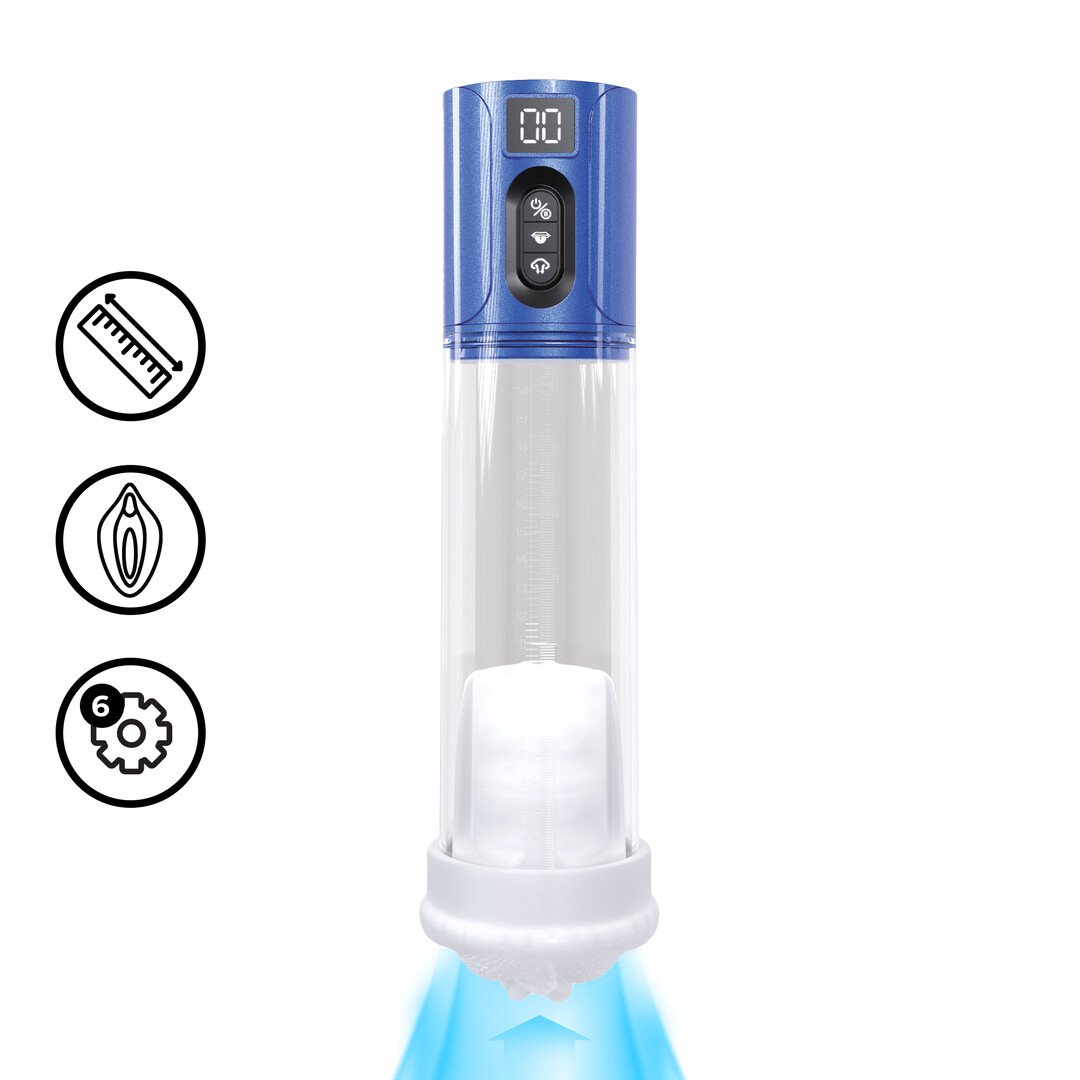 MaxLift - 6 Function Suction Masturbator Pump - Metallic Blue