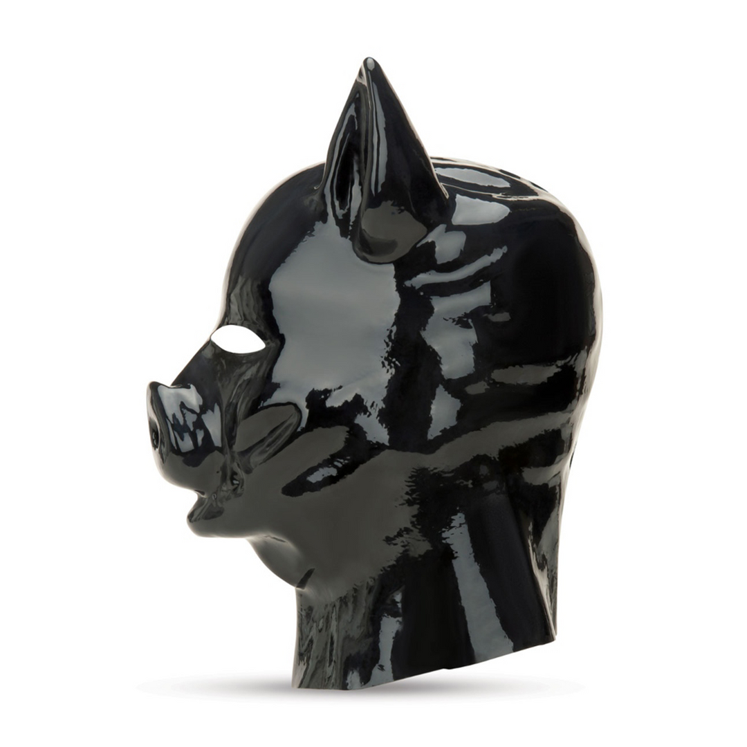 Latex Pig Hood - Black 3