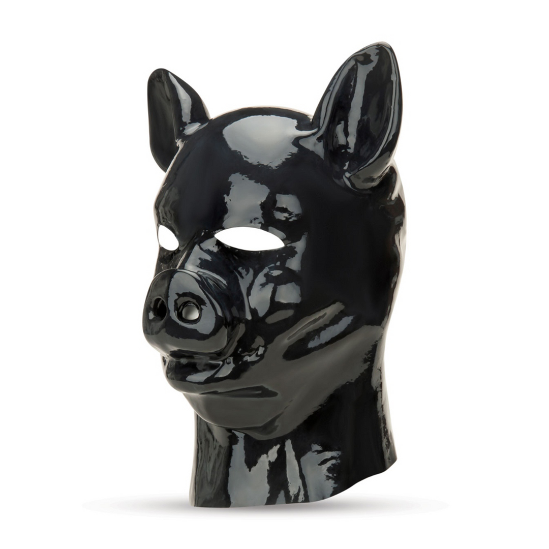 Latex Pig Hood - Black 4