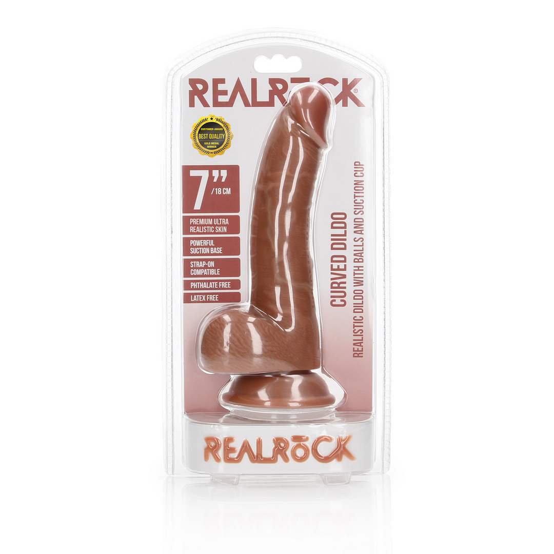 Curved Realistic Dildo with Balls and Suction Cup - 7 / 18 cm 2
