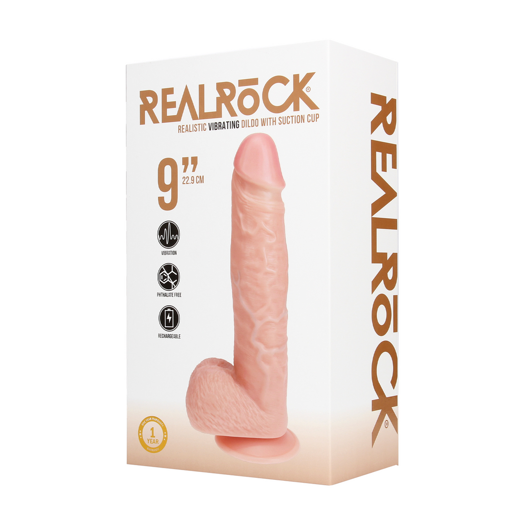 Vibrating Regular Straight Cock with Balls - 9 / 23 cm - Flesh 2