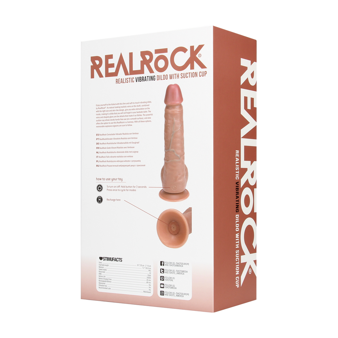 Vibrating Regular Straight Cock with Balls - 9 / 23 cm - Tan 3