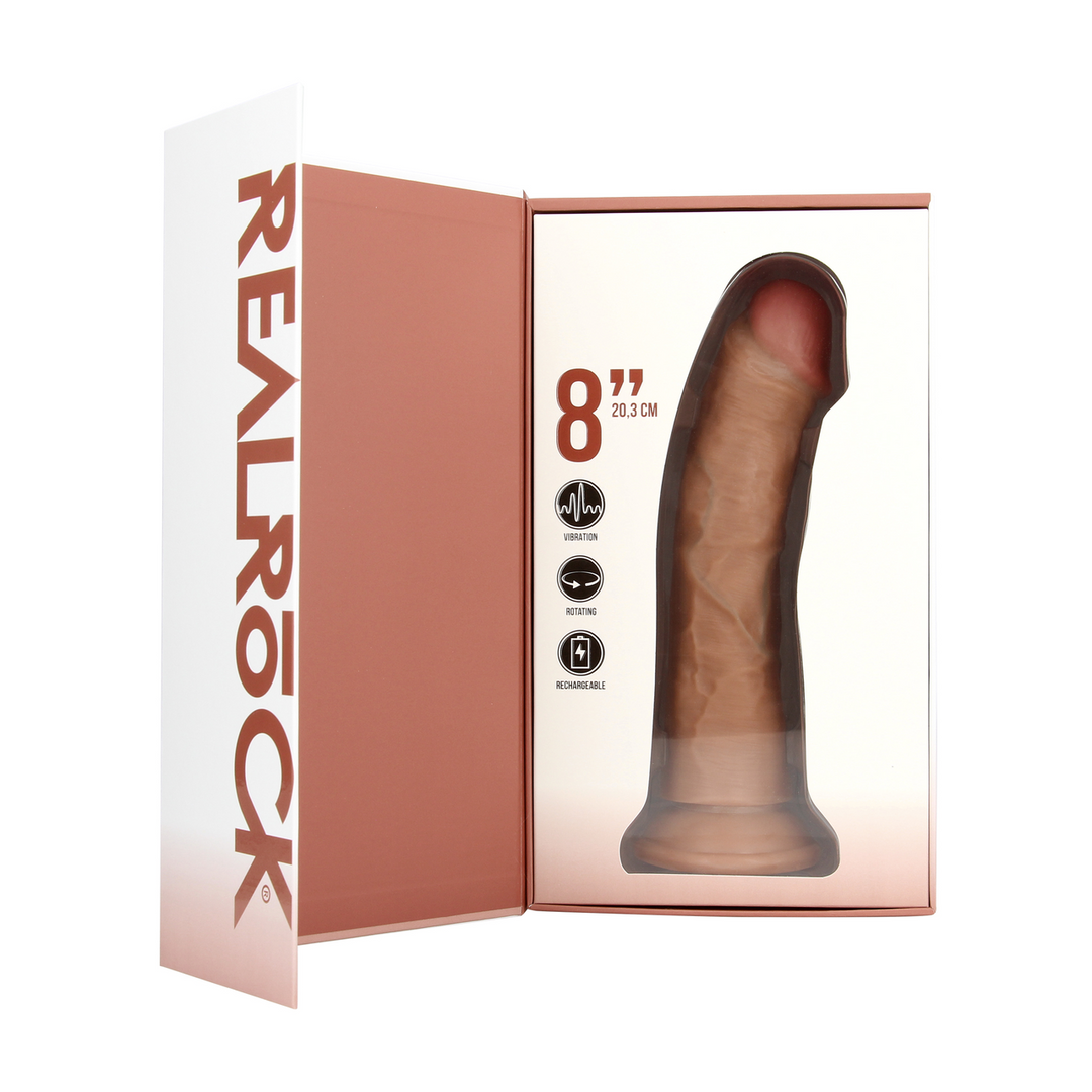 Vibrating and Rotating Regular Curved Cock - 8 / 20,5 cm - Tan 4