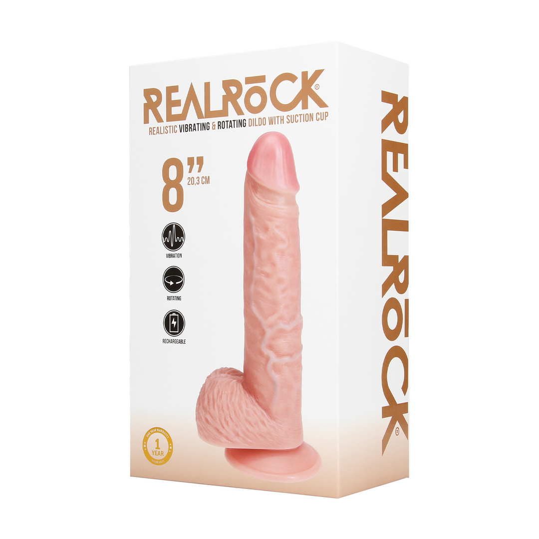 Vibrating and Rotating Straight Cock with Balls - 8 / 20,5 cm - Flesh 2