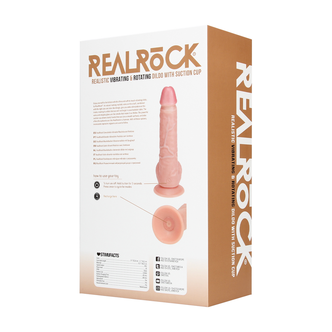 Vibrating and Rotating Straight Cock with Balls - 8 / 20,5 cm - Flesh 3