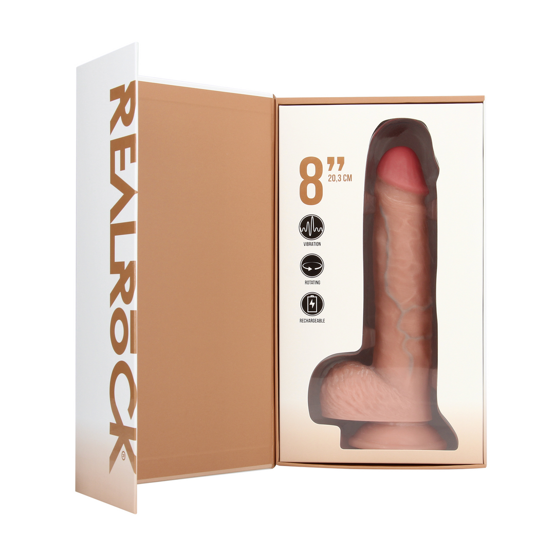Vibrating and Rotating Straight Cock with Balls - 8 / 20,5 cm - Flesh 4