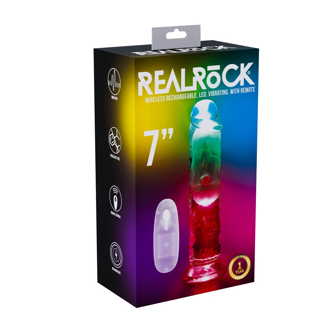 LED Vibrating Straight Cock - 7 / 18 cm - Transparent 2