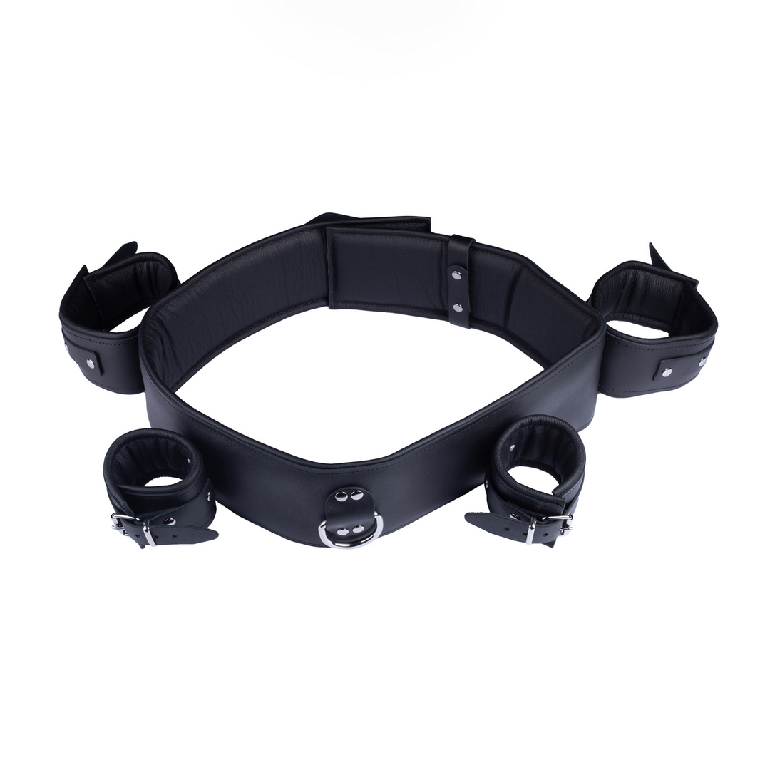 Leather Arm Wrist and Chest Restraints - Black
