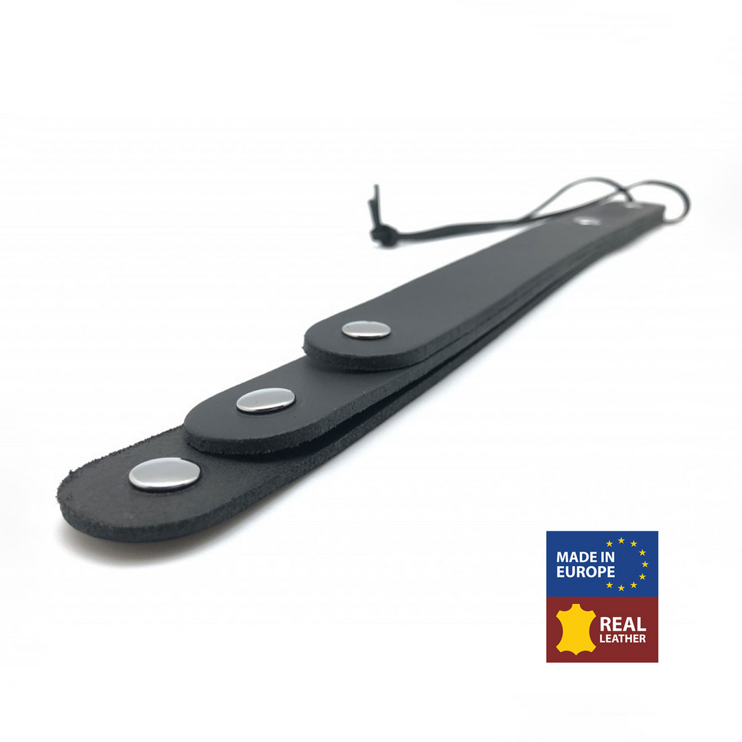 Leather Paddle with 3 Straps - 39,5 cm - Black
