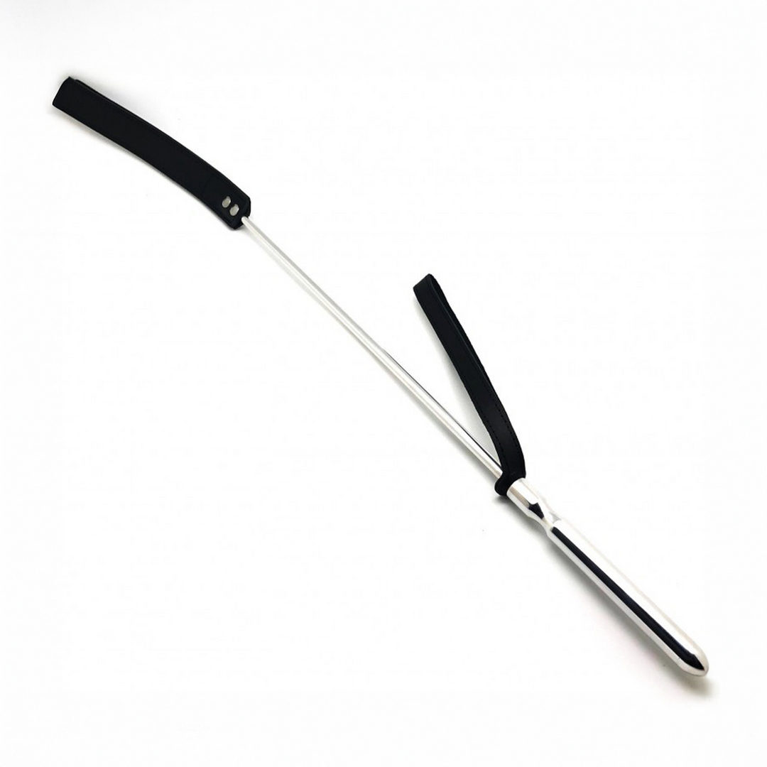 Whip - Metal and Leather - 70,5 cm - Black/Silver 2
