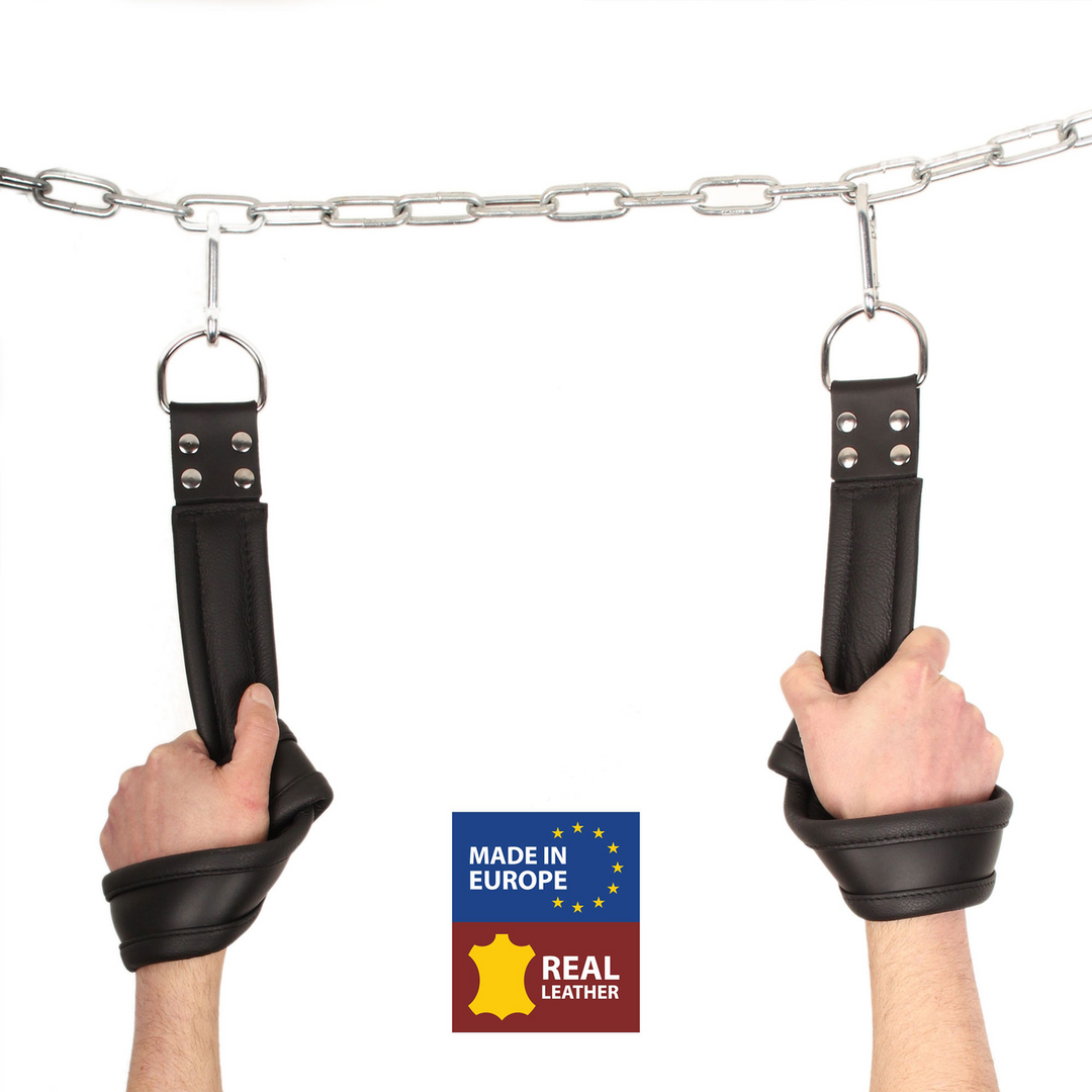 Leather Suspension Handcuffs - Black