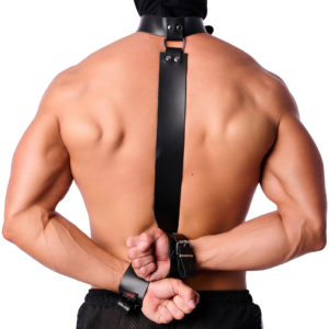Leather Bondage Collar for Hands - Black