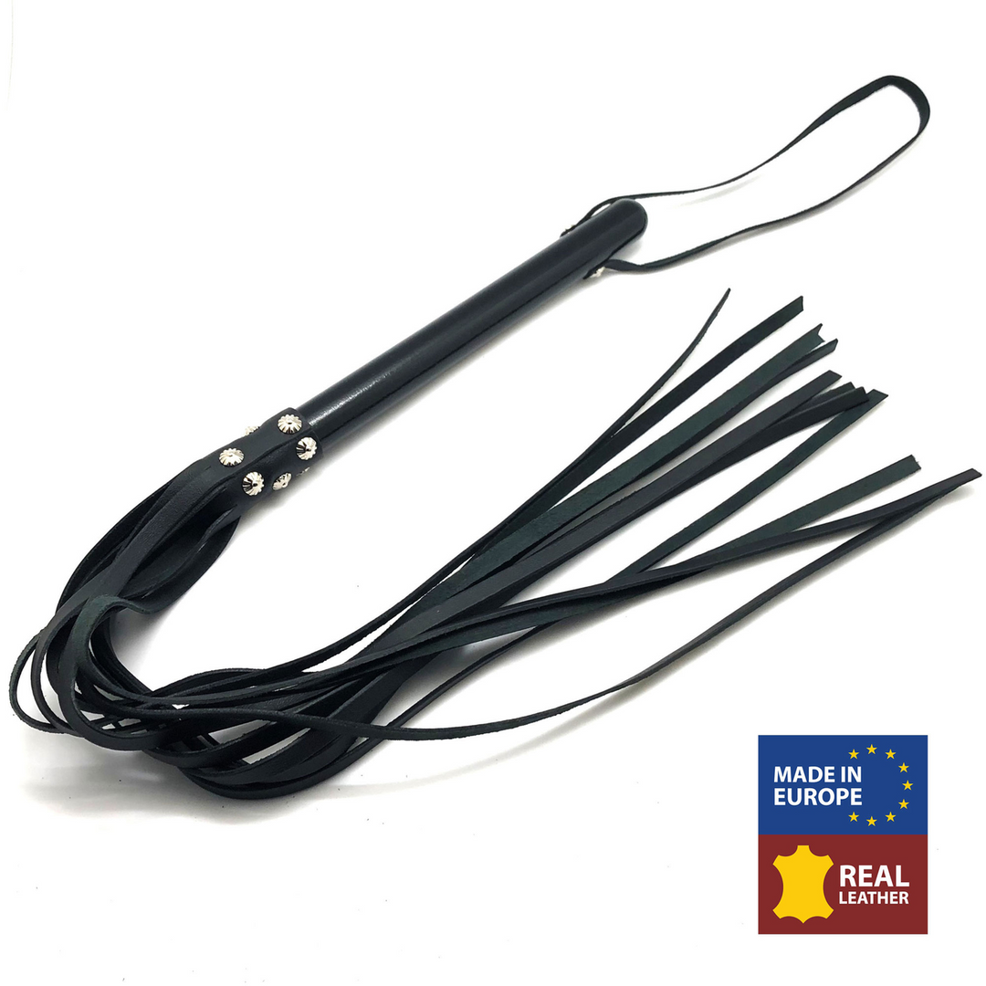 Wooden Martinet with Leather Strings - 78 cm - Black
