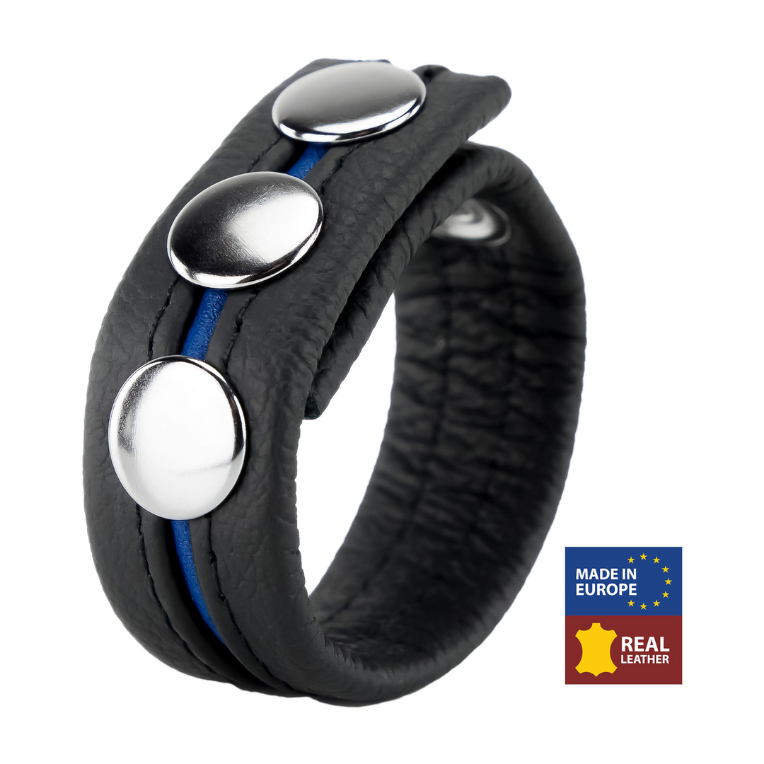 Adjustable Leather Cockring - Blue