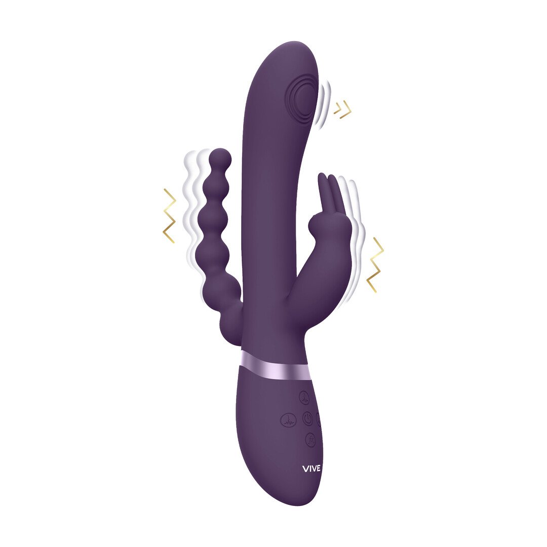 Rini - Pulse Wave  Vibrating Double Penetration Rabbit - Purple