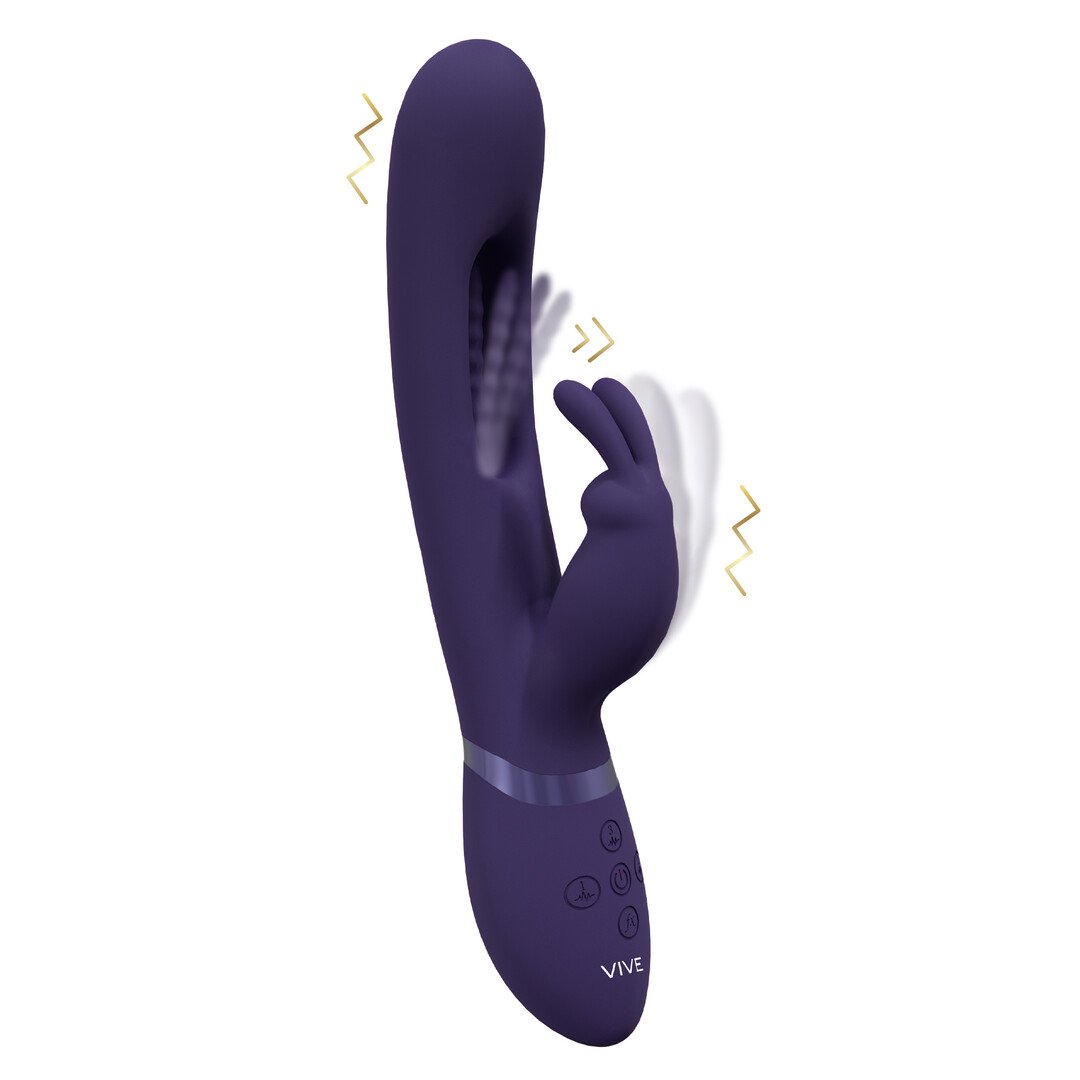 Mika - Triple Motor - Vibrating Rabbit with Innovative G-Spot Flapping Stimulator - Purple