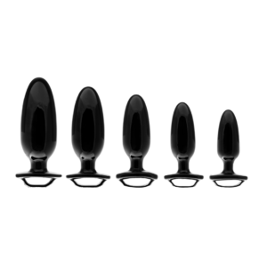 Finger Grip Plug Starter Kit - Butt Plug Kit with Finger Grip - Black